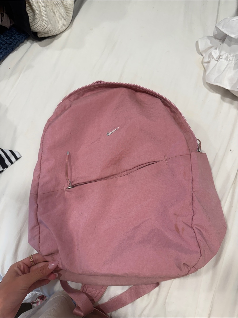 Nike Pink Canvas Daypack with Front Zip Pocket